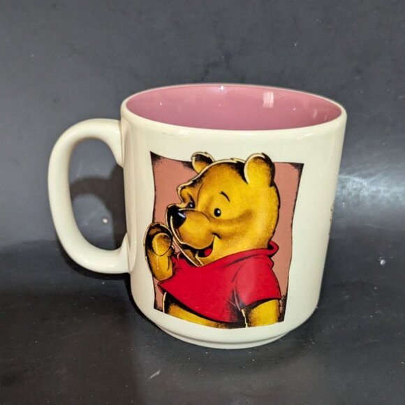 Disney Winnie The Pooh Ceramic Mug Pink Interior 3.5" Adorable Character Design - Picture 7 of 7